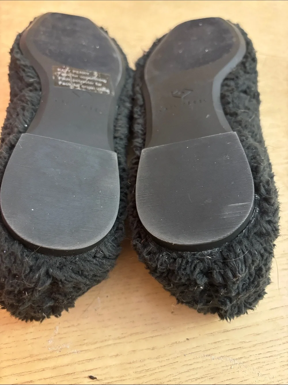 Katy Perry Collections Black Faux-Fur Ballet Flats with Gold Bow and Bell Charms